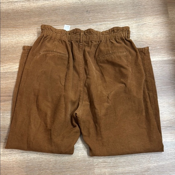 Zara Corduroy Brown Pants Relaxed Fit High-Waisted - Picture 5 of 8